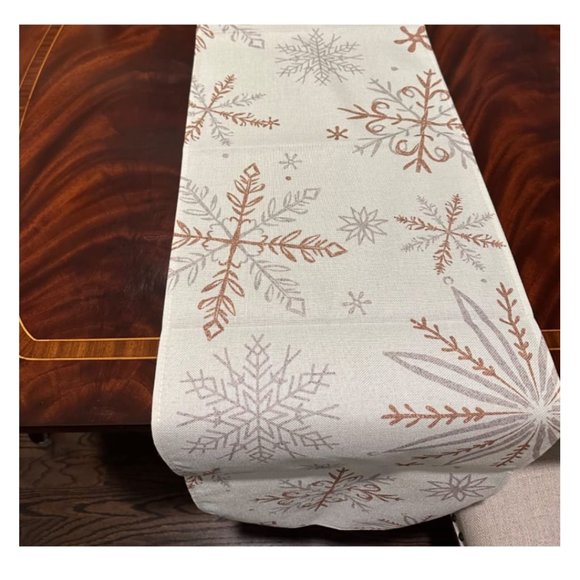 Christmas Table Runner Decorative Cloth Snowflake Decor Xmas Holiday Decoration - Picture 4 of 9